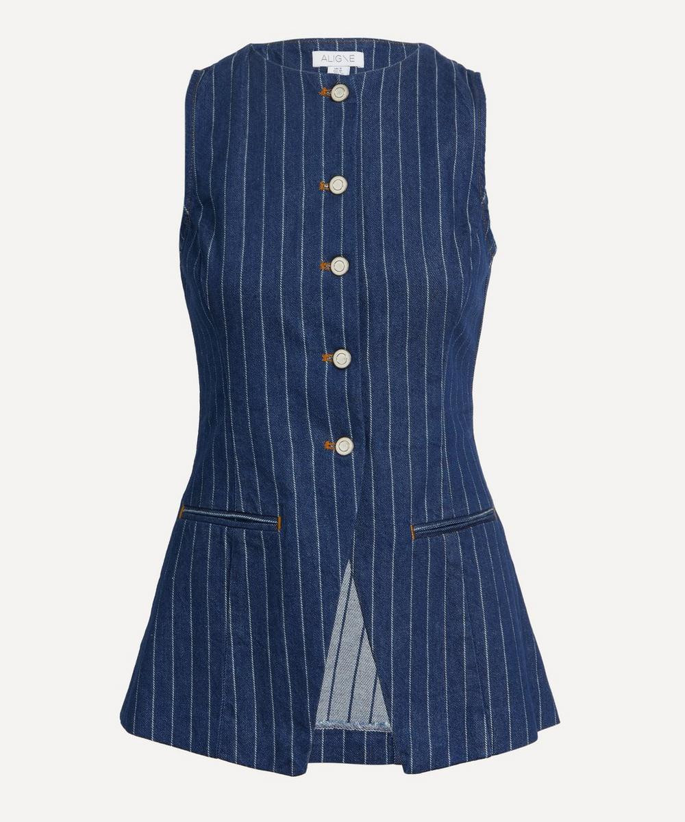 Aligne Women's Leo Denim Pinstripe Waistcoat | Liberty London (UK)