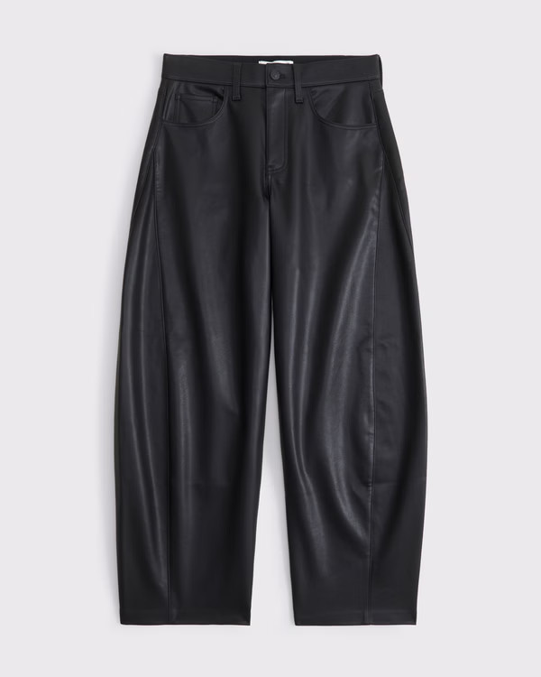 Vegan Leather Barrel Pant | Abercrombie & Fitch (US)