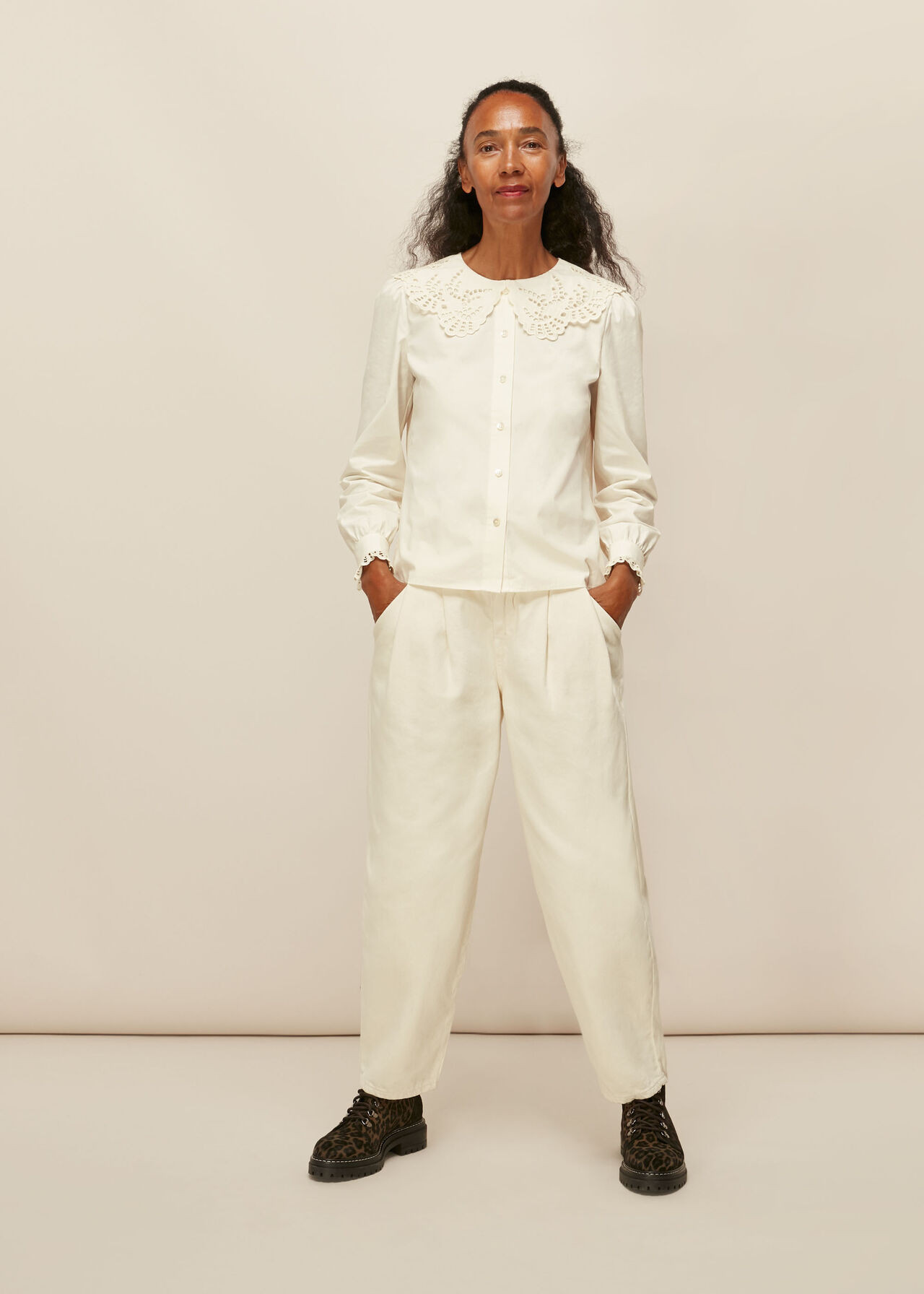 Lace Collared Cotton Blouse | Whistles