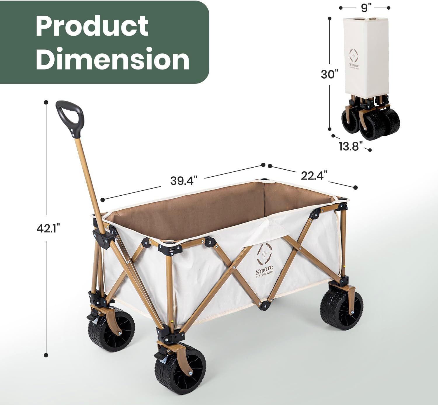S'more Collapsible Folding Wagon Cart with Big All-Terrain Wheels, Heavy Duty Foldable Beach Cart... | Amazon (US)