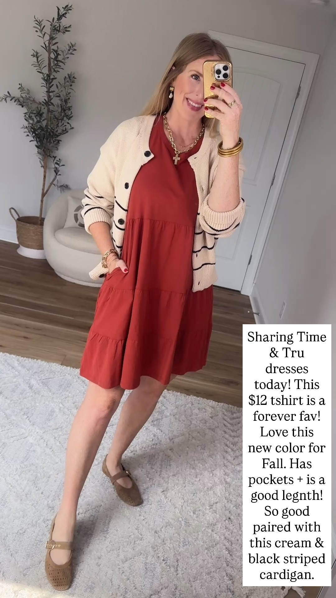 Walmart try on, Walmart style, time and tru, t-shirt dress, striped cardigan 

Small in both!

#LTKootd