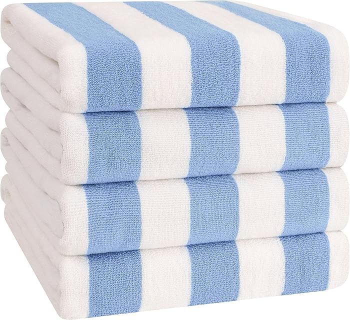 American Soft Linen Turkish Cabana Striped Beach Towels, 30x60 inch 4 Piece Oversize Pool Towels,... | Amazon (US)