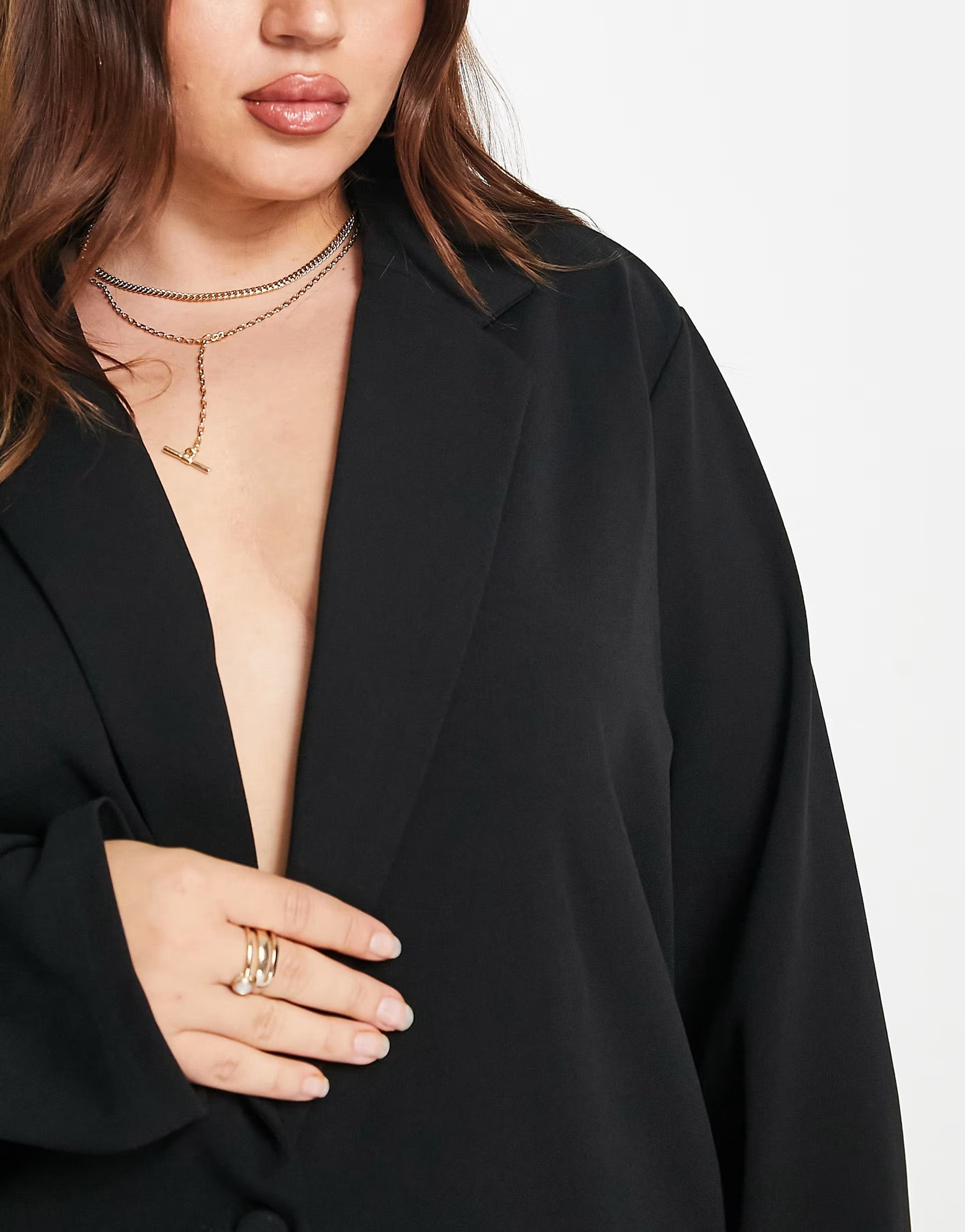 ASOS DESIGN Curve jersey slouchy suit blazer in black | ASOS (Global)