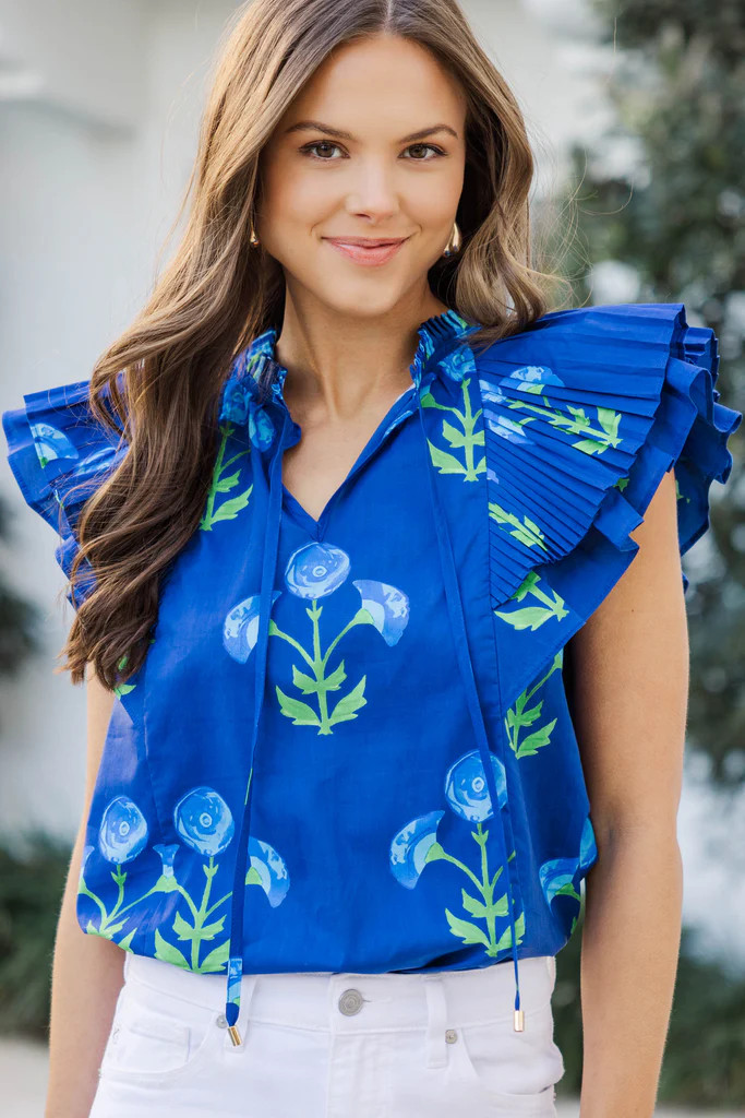 Blue Hour Navy Blue Floral Blouse | The Mint Julep Boutique
