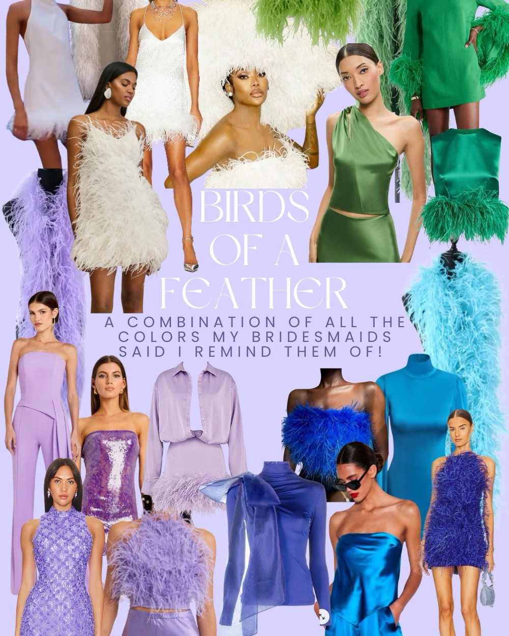 Birds of a feather bachelorette theme! The cutest colorful party theme! Super easy to add some extra fun with the boas! 

I asked my bridesmaids what color I reminded them of and they said purple, blue, and green. If you have a large bachelorette group I think this theme is really fun and easy for everyone to participate. 

#LTKWedding #LTKParties #LTKStyleTip