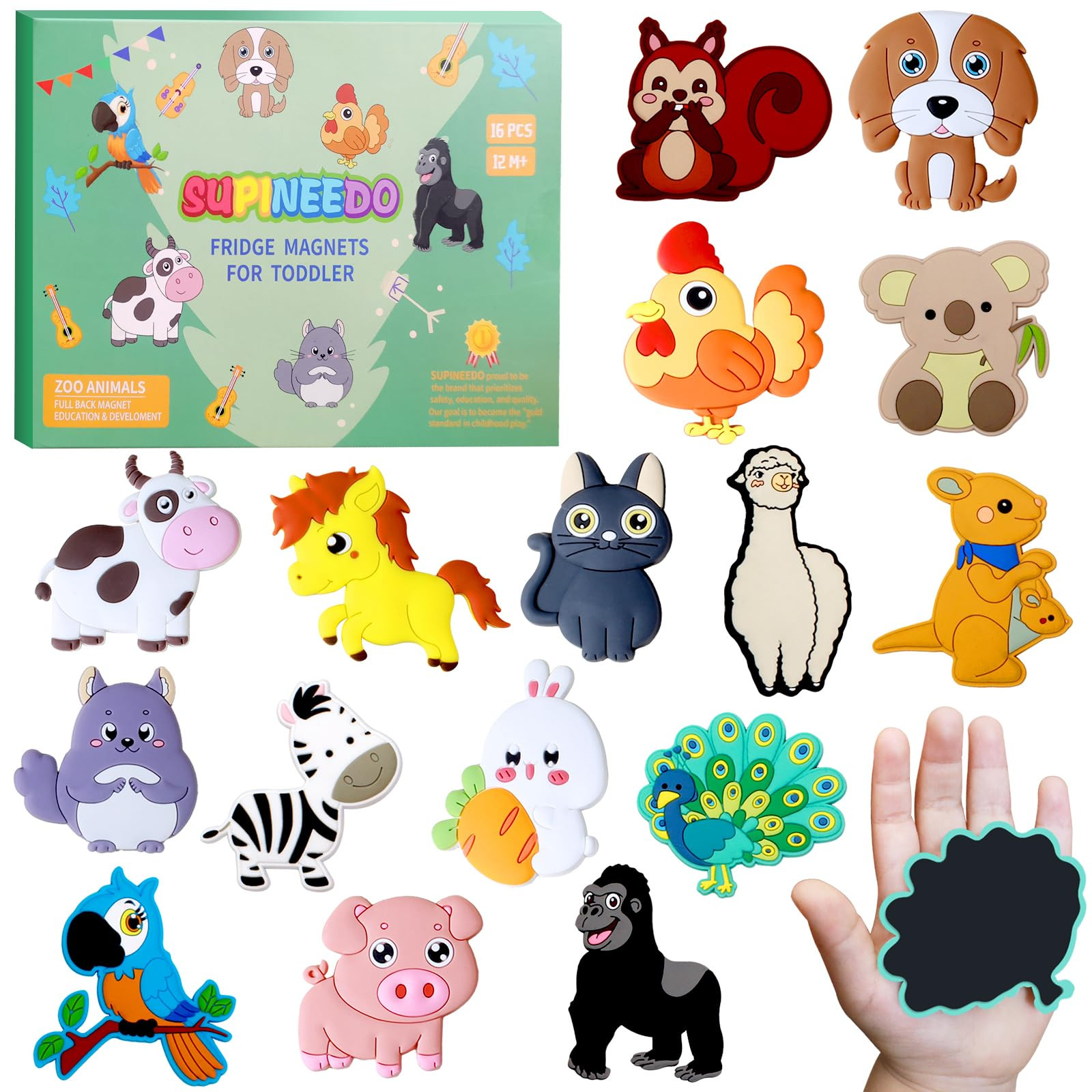 SUPINEEDO Kids Magnets for Fridge, Cute Animals Fridge Magnet for Toddlers 1 Baby Educational Ref... | Amazon (US)