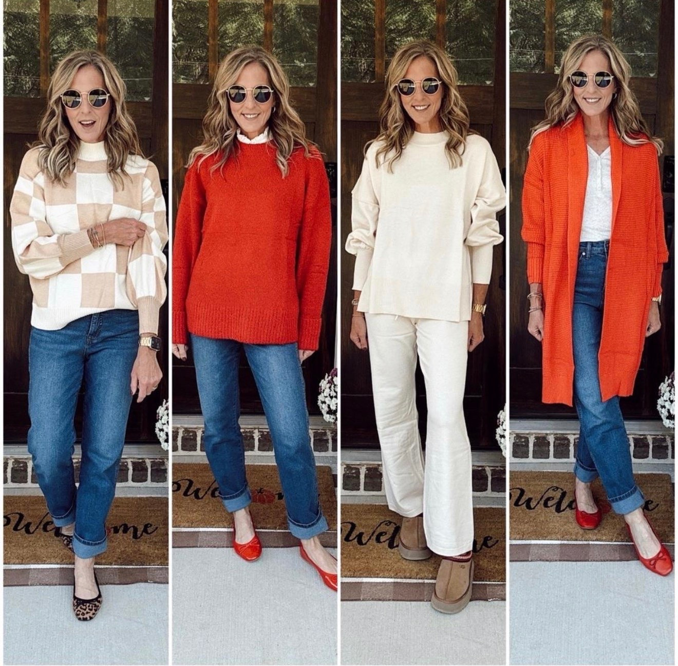 Amazon finds under $40 - the perfect red sweaters to get you ready for the holidays, a cozy checkered pullover sweater for pumpkin picking, and a lounge set for Hallmark movie watching. All styles come in multiple color options.