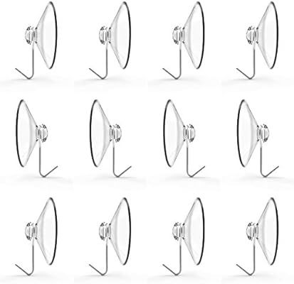 Suction Cup Hooks, Set of 12, 2" Clear Heavy Duty Cups W/Stainless Hook, Best for Bathroom, Kitch... | Amazon (US)