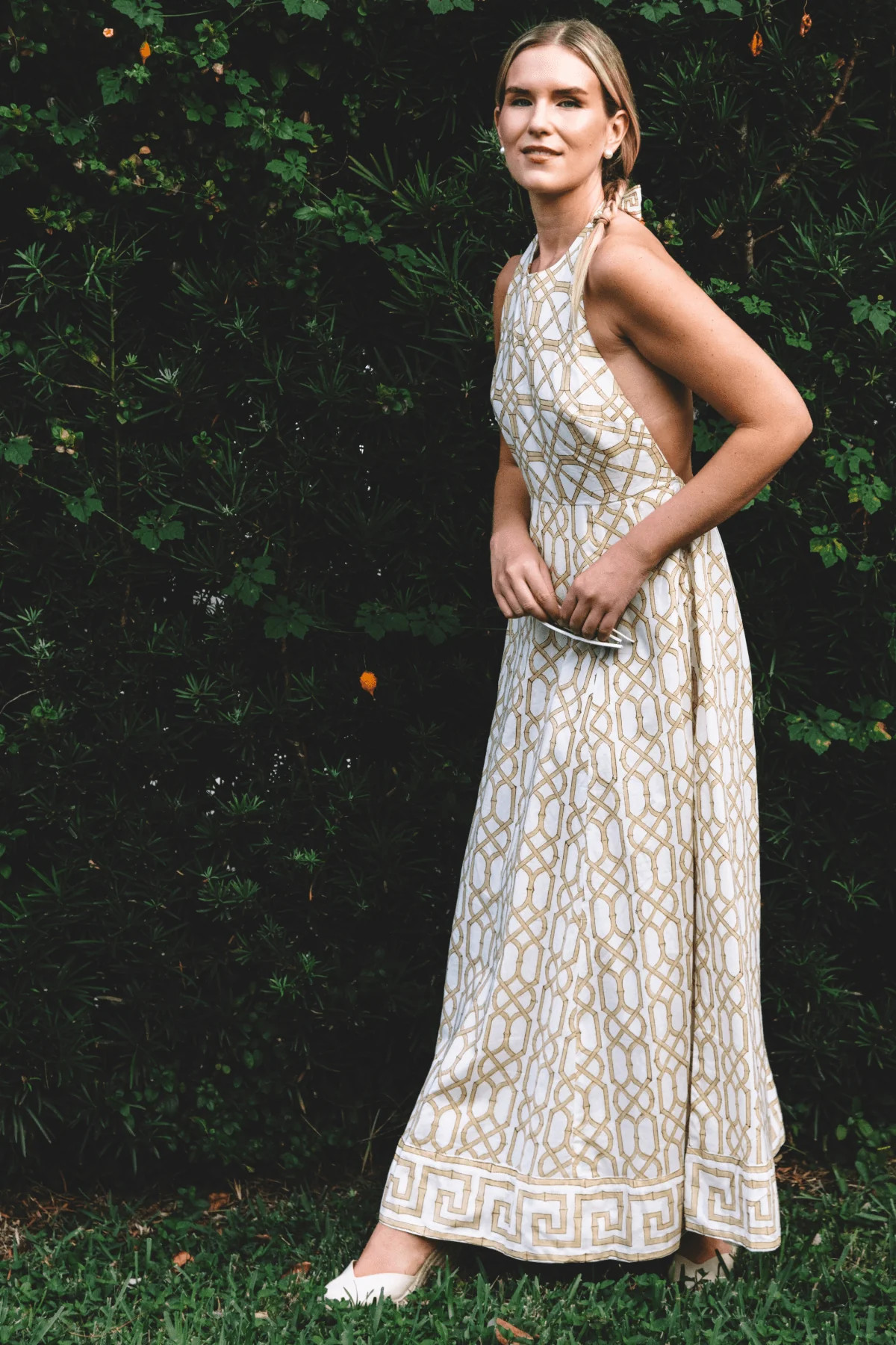 Halter Sundress Maxi | Natural Bamboo | SUE SARTOR