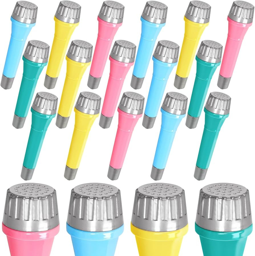 16 Pack Plastic Toy Microphones, Colorful Fake Mics for Goody Bag Fillers and Birthday Party Favo... | Amazon (US)