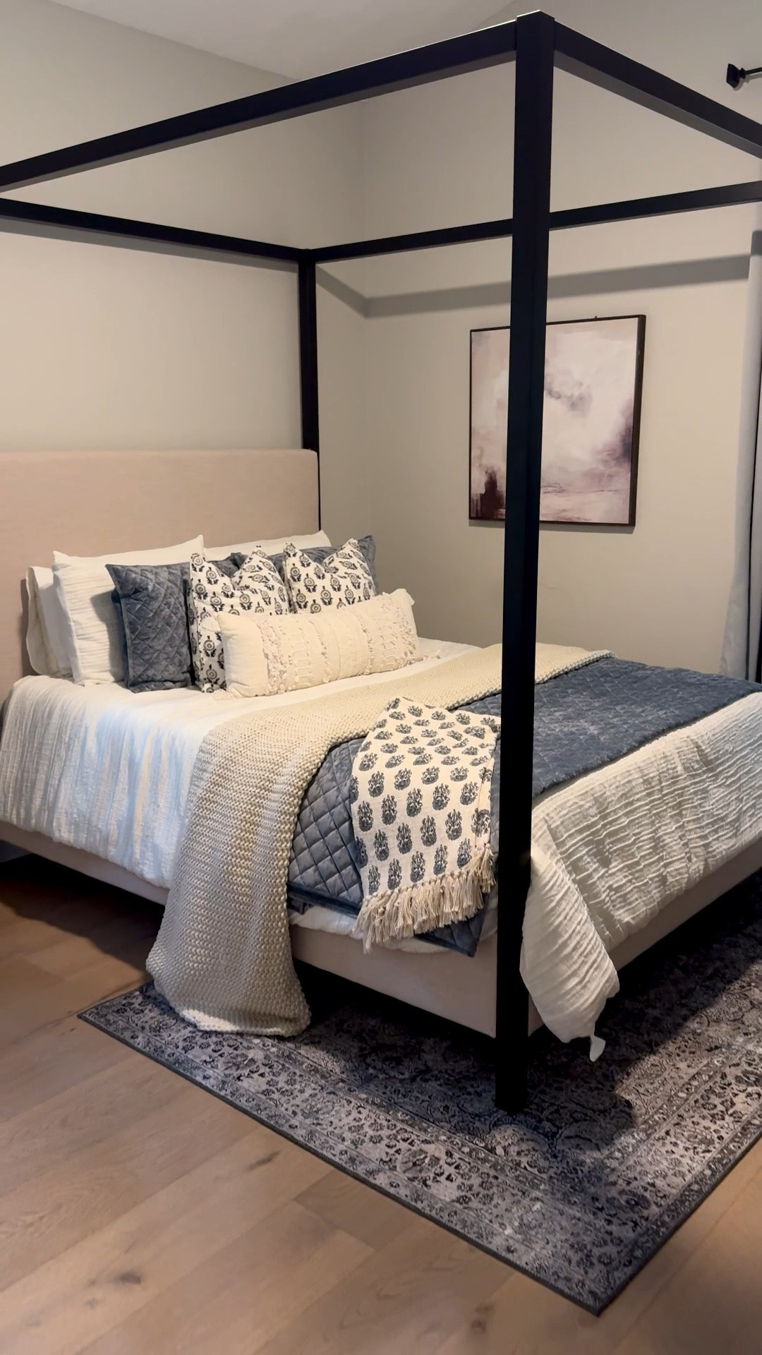 This black canopy bed is a great PB dupe!  Bedroom decor, home decor