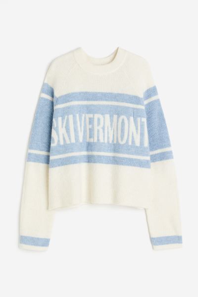 Jacquard-knit jumper - Light blue/Ski Vermont - Ladies | H&M GB | H&M (UK, MY, IN, SG, PH, TW, HK)