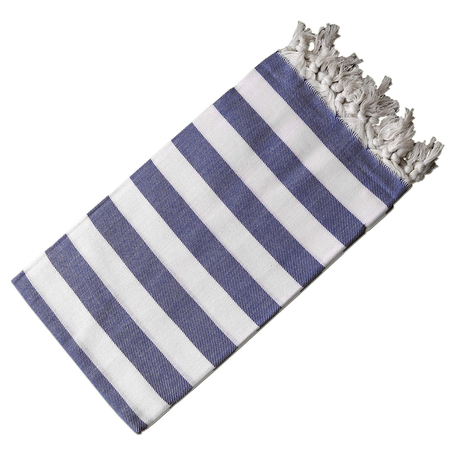 Dandelion - Stripes Pattern - Naturally-Dyed Cotton Turkish Towel Peshtemal - 71x39 Inches - Whit... | Amazon (US)
