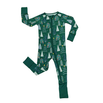 Green Twinkling Trees Bamboo Viscose Zippy | Little Sleepies