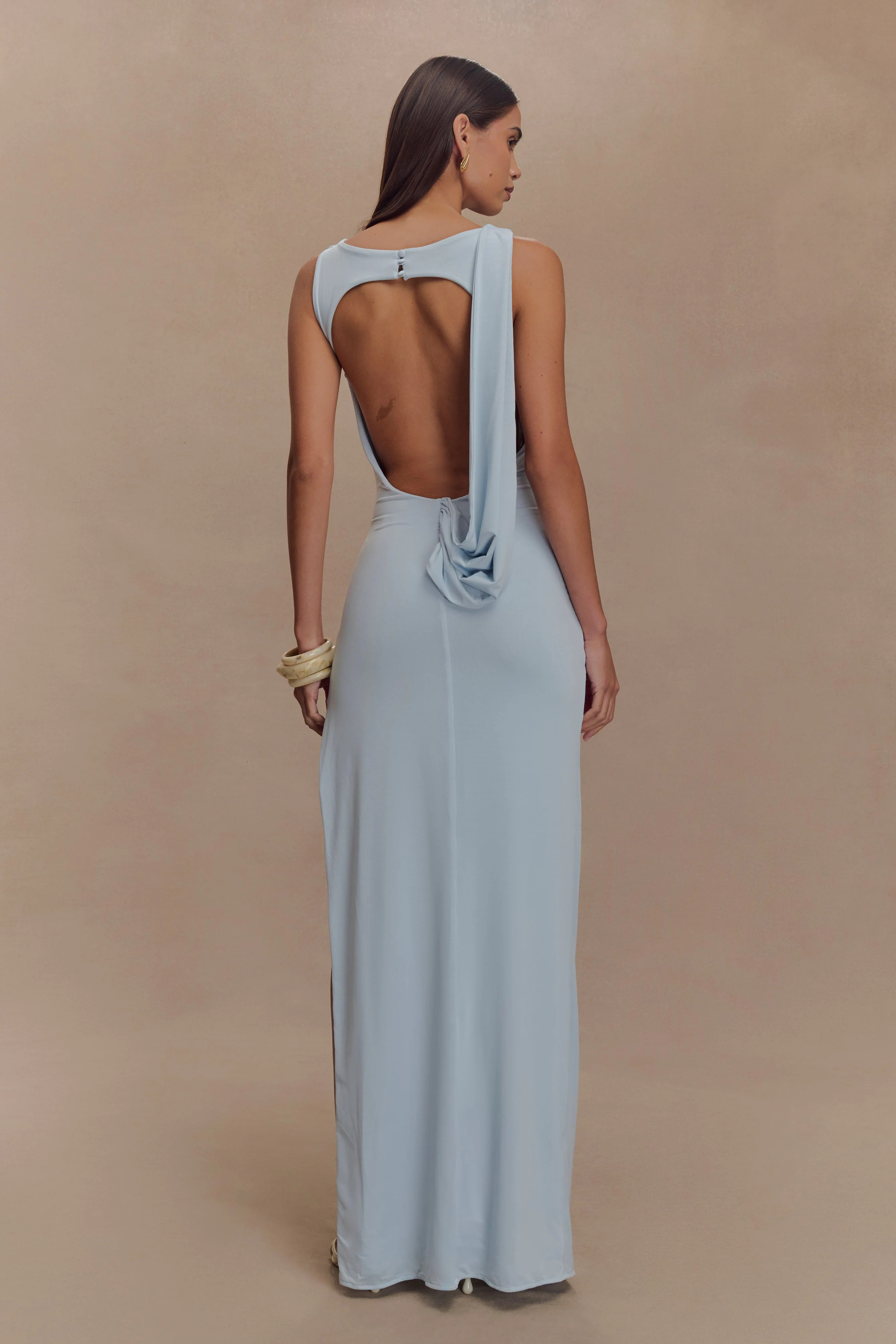 Slinky Drape Maxi Dress - Pale Blue | MESHKI US