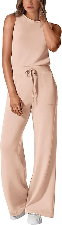 PRETTYGARDEN Womens Jumpsuits 2026 Summer One Piece Outfits Casual Sleeveless Wide Leg Long Pants... | Amazon (US)
