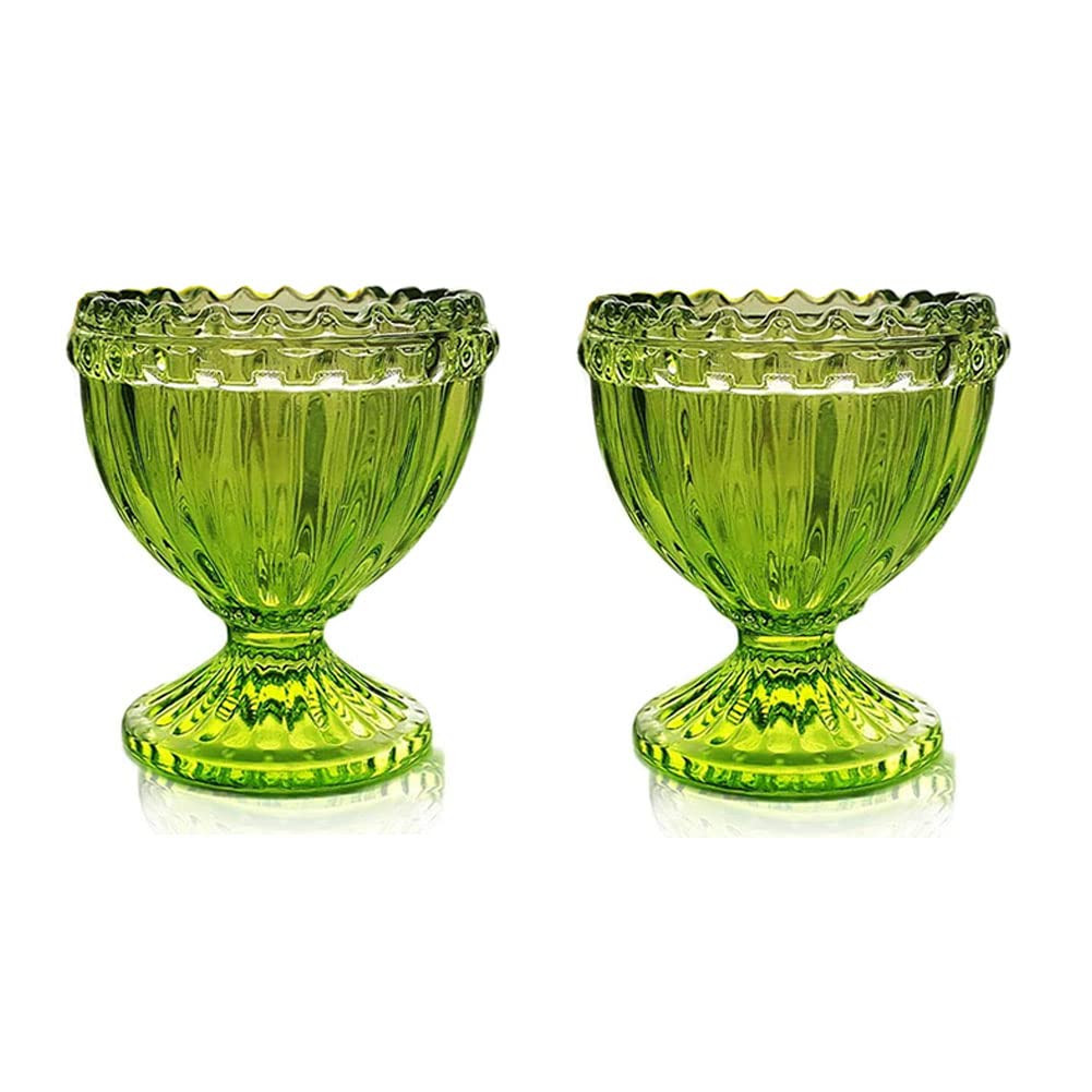 Green Glass Easter Egg Cup for Soft or Hard Boiled Egg Holder - Set of 2 Egg Holders for Breakfas... | Amazon (US)