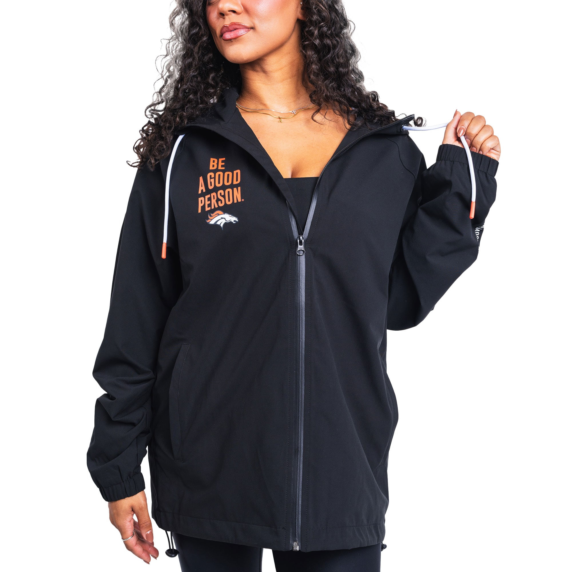 Unisex Denver Broncos x Be A Good Person Black Windbreaker Jacket | NFL Shop