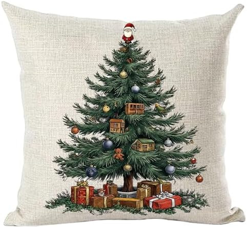 Ramirar Merry Christmas Happy New Year Retro Green Pine Tree Balloons Birds Dolls Gifts Decorativ... | Amazon (US)