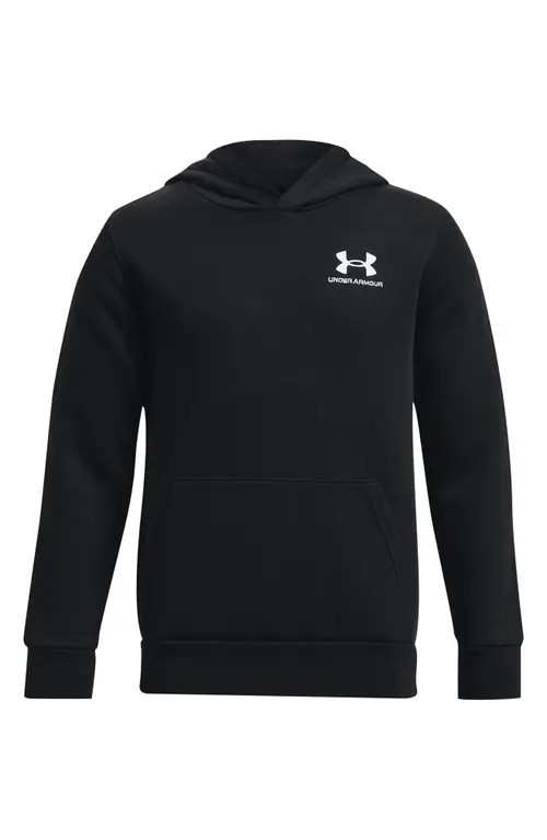 Under Armour Kids' Icon Cotton Blend Fleece Hoodie in Black at Nordstrom, Size Large | Nordstrom