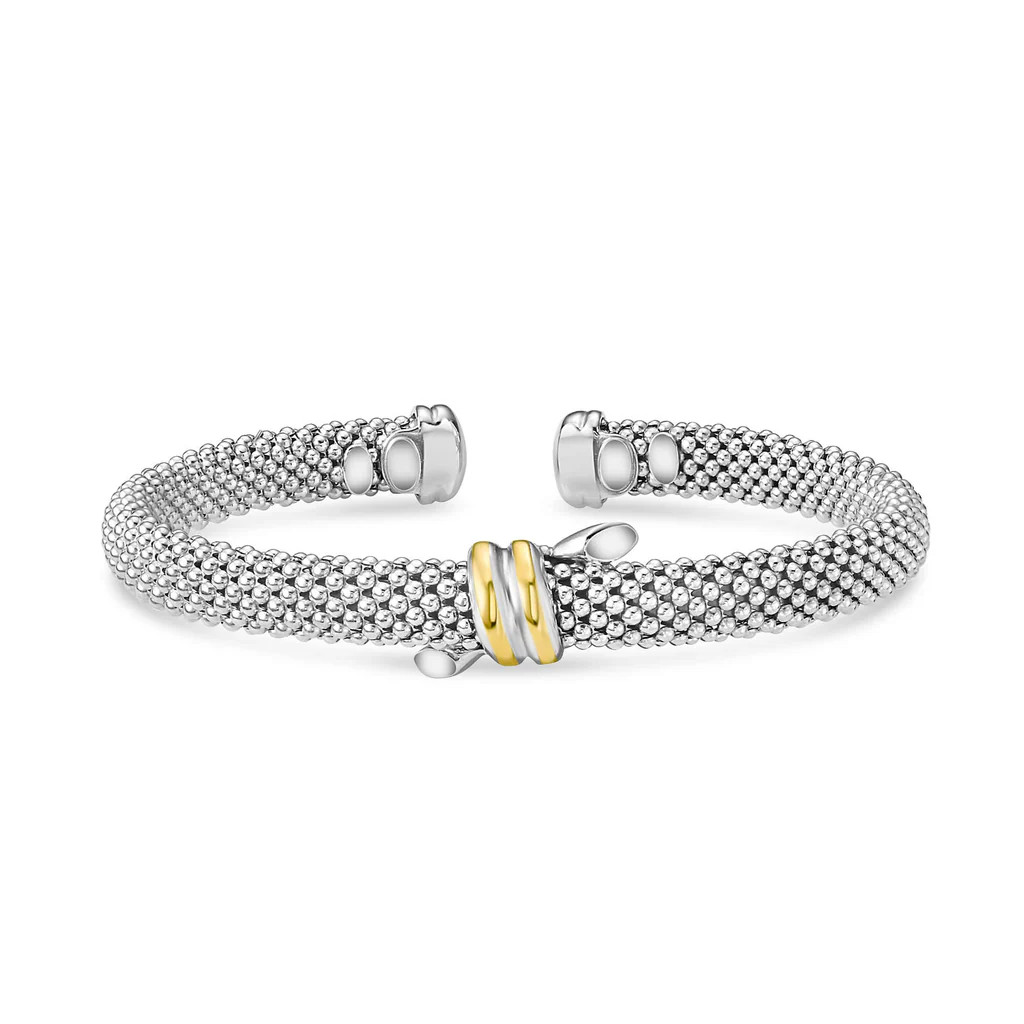 Silver & 18K Gold Popcorn Knot Cuff Bangle | Phillip Gavriel