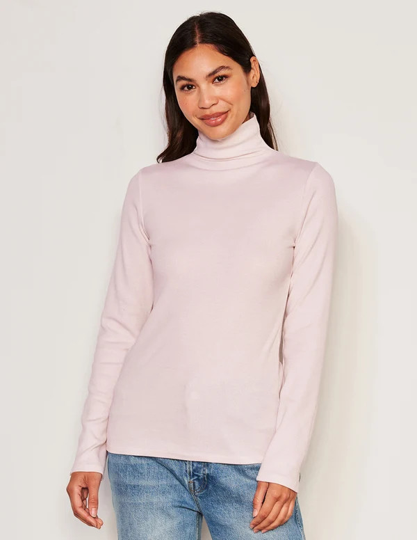Women's Long Sleeve Mock Neck Top in Flush Pink | Sundry Clothing