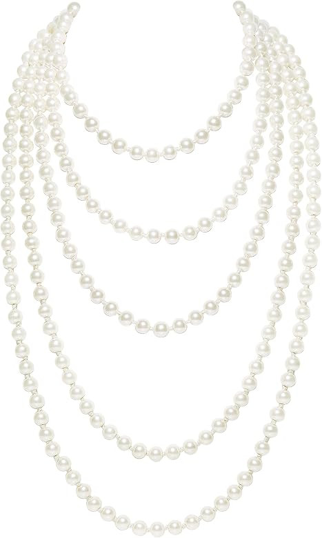 BABEYOND Long collier en perles d'imitation tendance de style Collier Long de fausses perles pour... | Amazon (FR)