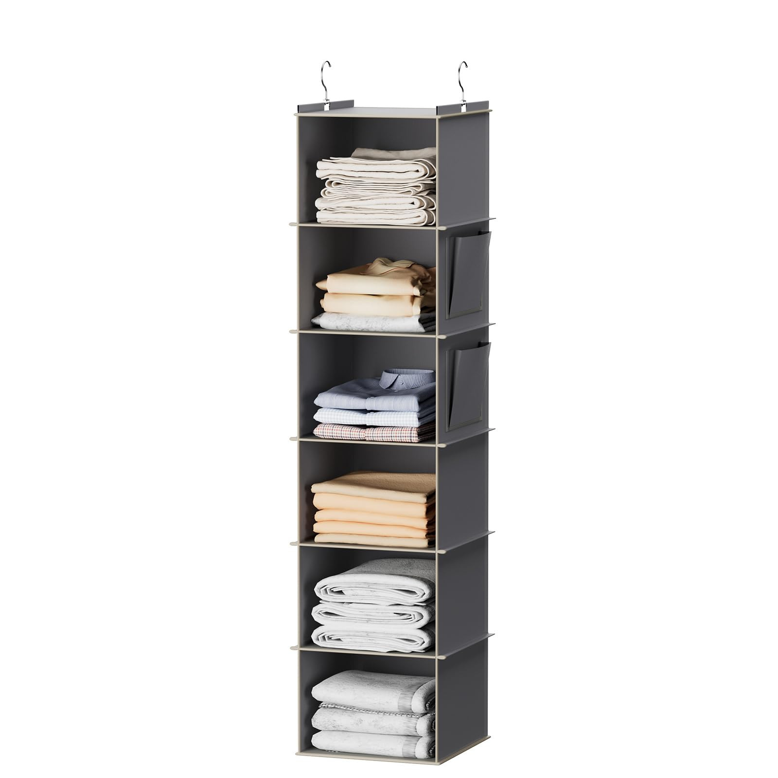 Hanging Closet Organizer and Storage, 6-Shelf Closet Hanging Storage Shelves, Grey | Amazon (US)