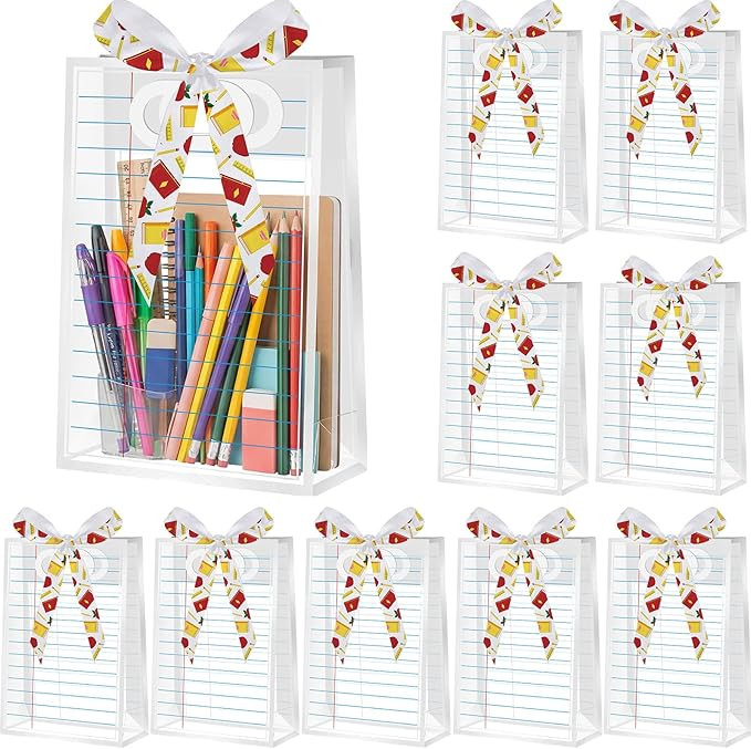 Gueevin 12 Pcs Teacher Appreciation Week Gifts Clear Teacher Appreciation Gift Bags with Handles ... | Amazon (US)