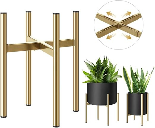 Plant Stand, Metal Plant Stand Adjustable Width 8-12 inches, Corner Plant Stand Mid Century Plant... | Amazon (US)