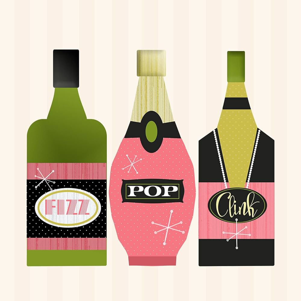 Champagne Cocktail Napkin, New Years Eve Barware, Winter Bachelorette, Mid Century Modern Prosecc... | Amazon (US)