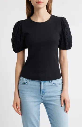 Marina Eyelet Puff Sleeve T-Shirt | Nordstrom