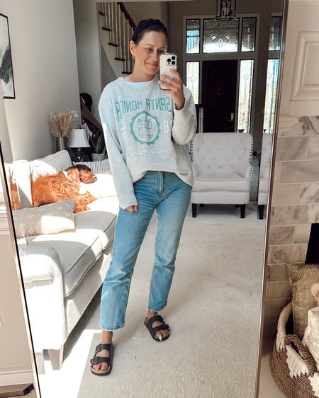 Mom outfit of the day! This comfy $15 sweatshirt from Walmart is so good! Super soft and cozy.  I sized up to a medium and it’s legging friendly on me. Jeans are from Abercrombie and run true to size to a tad small. Birkenstock look for less from Amazon are so comfy! Run true to size.



#LTKfindsunder50 #LTKstyletip #LTKover40