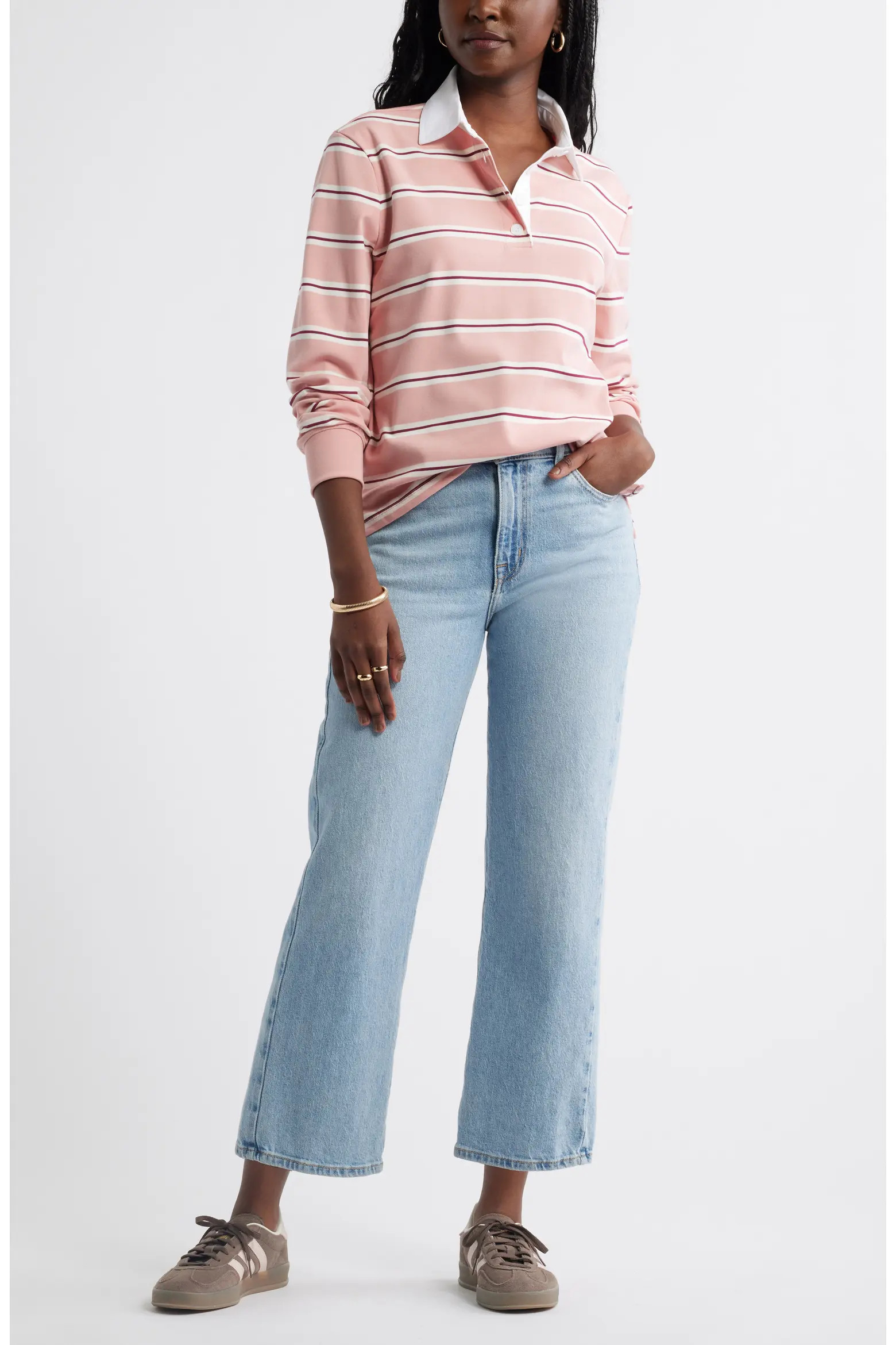 Stripe Long Sleeve Rugby Polo (Women) | Nordstrom | Nordstrom
