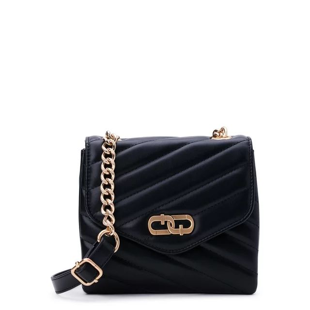 Time and Tru Women?s Brit Flap Front Crossbody Bag, Black - Walmart.com | Walmart (US)