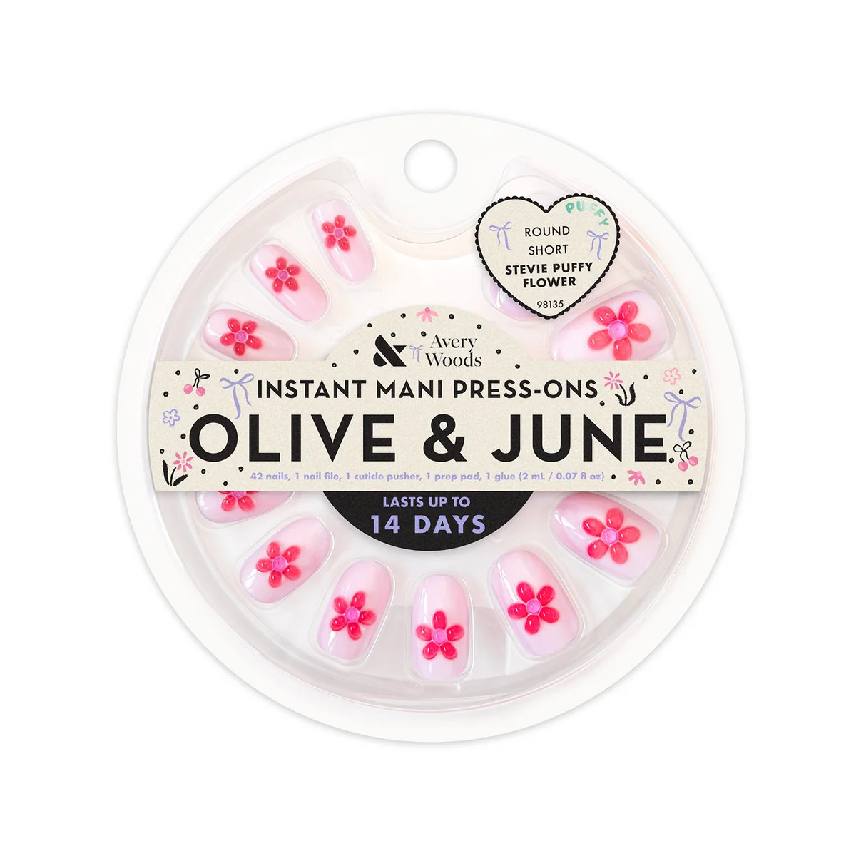 Stevie Puffy Flower - Press On | Short | Round | Olive & June