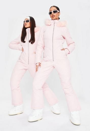 Pink MSGD Ski Quilted Corset Snow Suit | Missguided (US & CA)