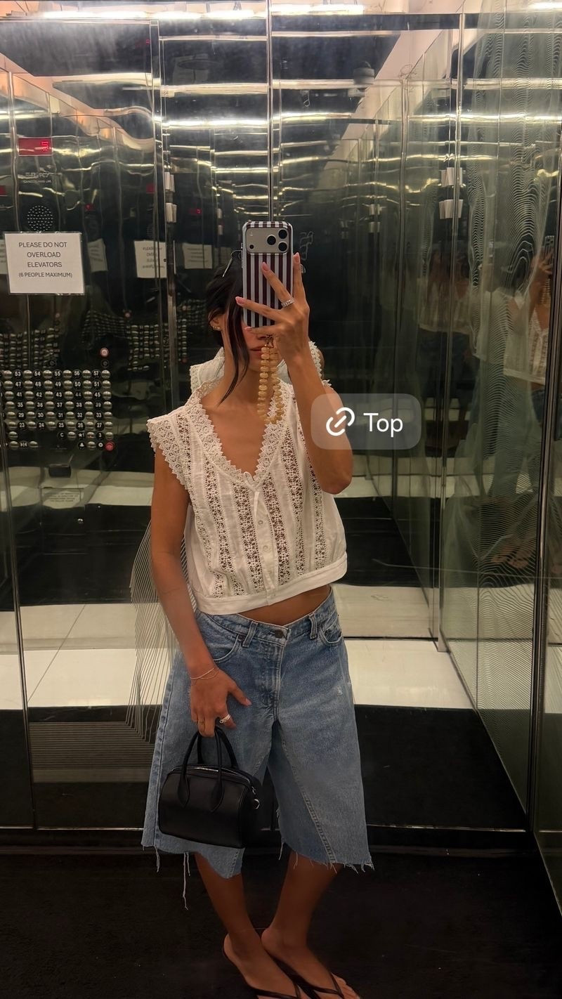 Sézane lace top, Ali grace vintage jorts & heels #nyc #ootd

#LTKdayinmylife #LTKootd #LTKmorningroutine