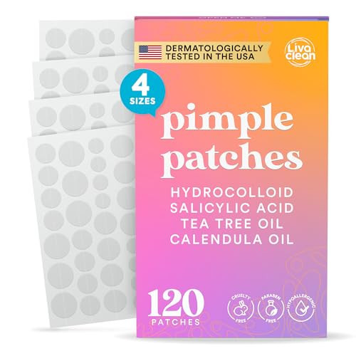 Livaclean 120 CT Pimple Patches for Face w/ Salicylic Acid, Tea Tree & Calendula Oil - Four Sizes Zit Dots Acne Patches for Face - Hydrocolloid Patch Pimple Patch Invisible - Acne Dots Zit Stickers | Amazon (US)
