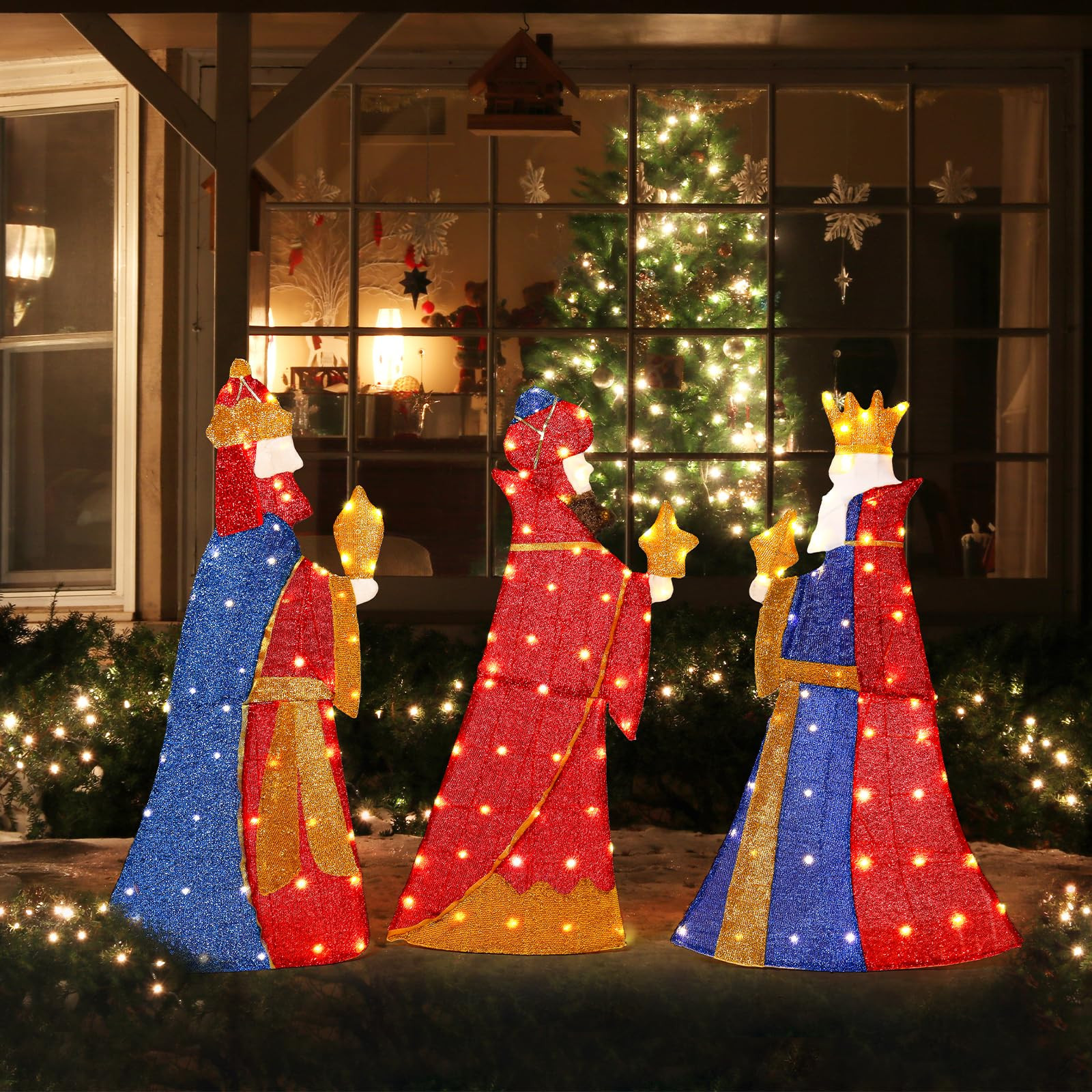 Outvita Set of 3 Lighted Three Kings with Gifts Christmas Decorations, Pre-lit 2D Holiday Decor w... | Amazon (US)