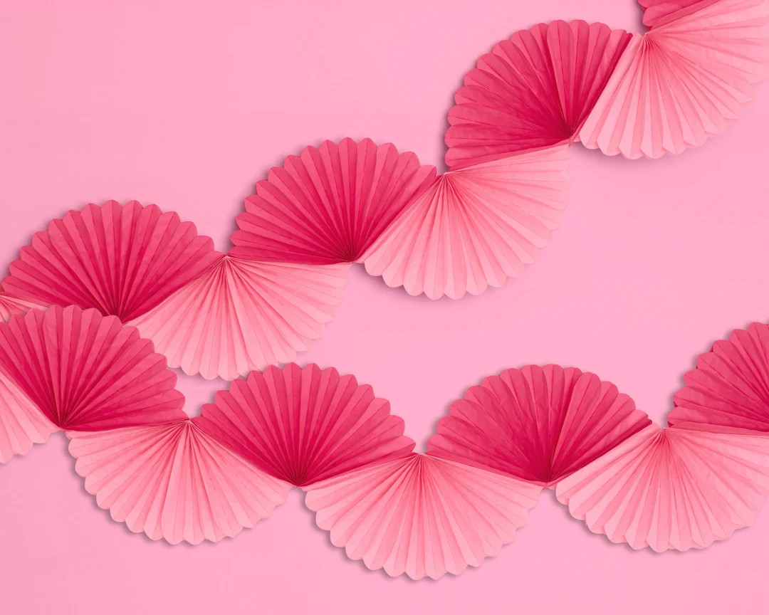 Xo, Fetti Pink Paper Fan Garland 6 Ft 3D Bachelorette Party Decoration, Cute Tissue Birthday Part... | Etsy (US)