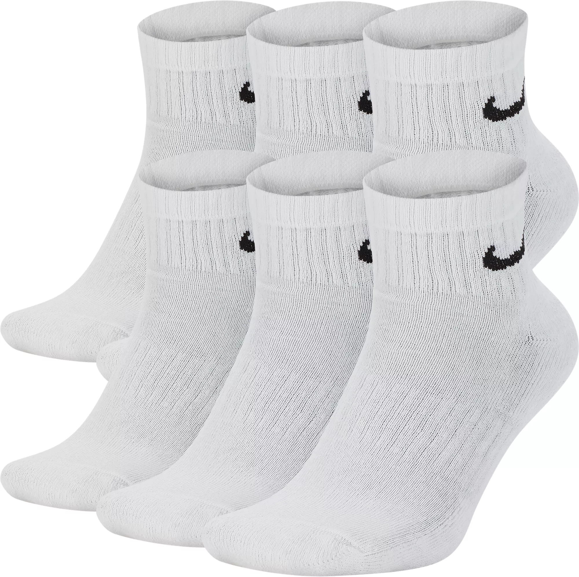 Nike Everyday Cushioned Training Ankle Socks – 6 Pack, Men's, Medium, White | Dick's Sporting Goods
