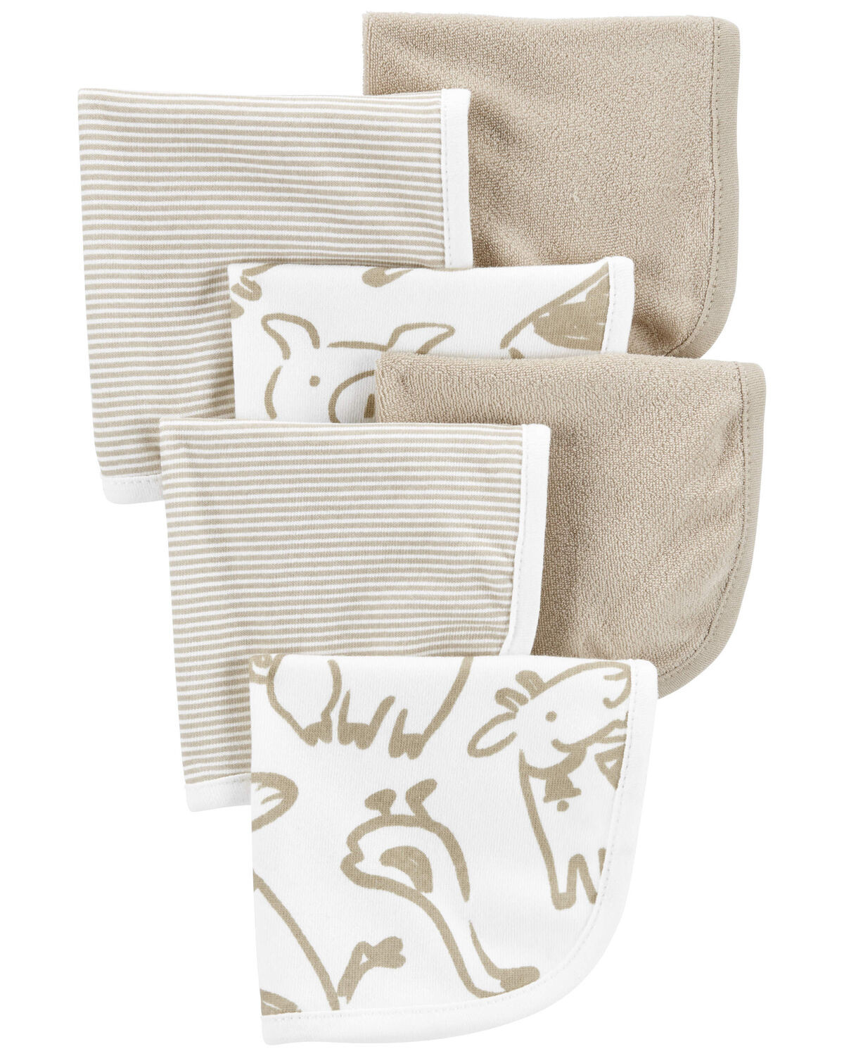 Tan/Ivory Baby 6-Pack Wash Cloths | carters.com | Carter's