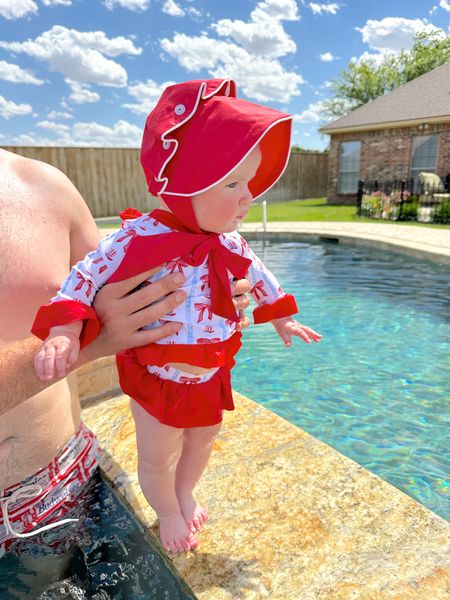 The smocked flamingo patriotic swimmie! Love the bows and ruffles 

#LTKBaby #LTKTravel