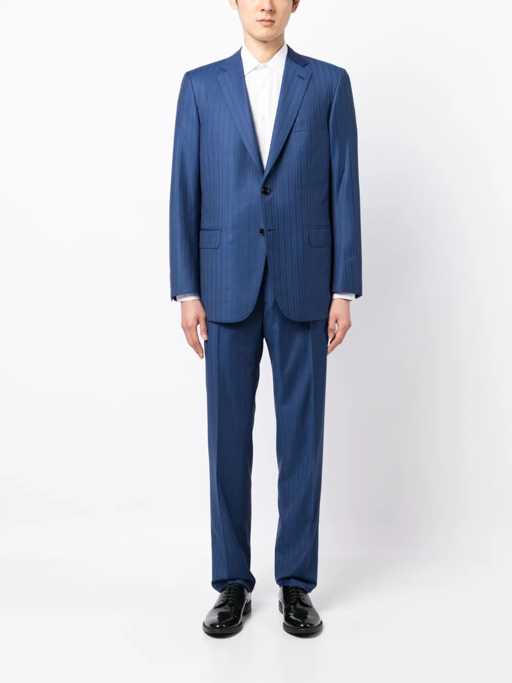 Brioni Costume En Laine à Fines Rayures - Farfetch | Farfetch Global