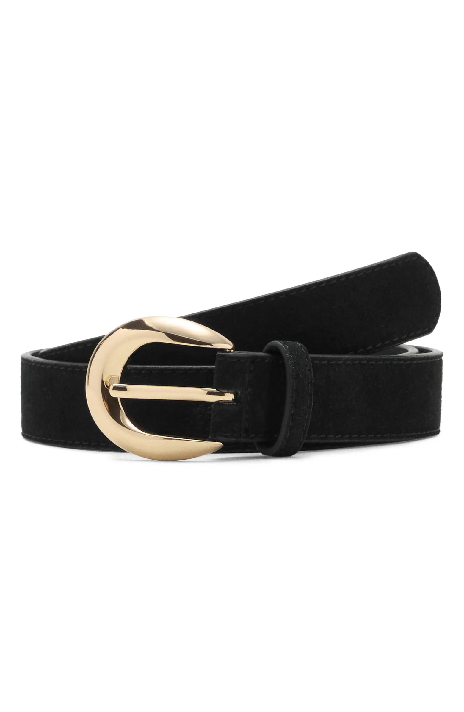 MANGO Oval Buckle Suede Belt | Nordstrom | Nordstrom