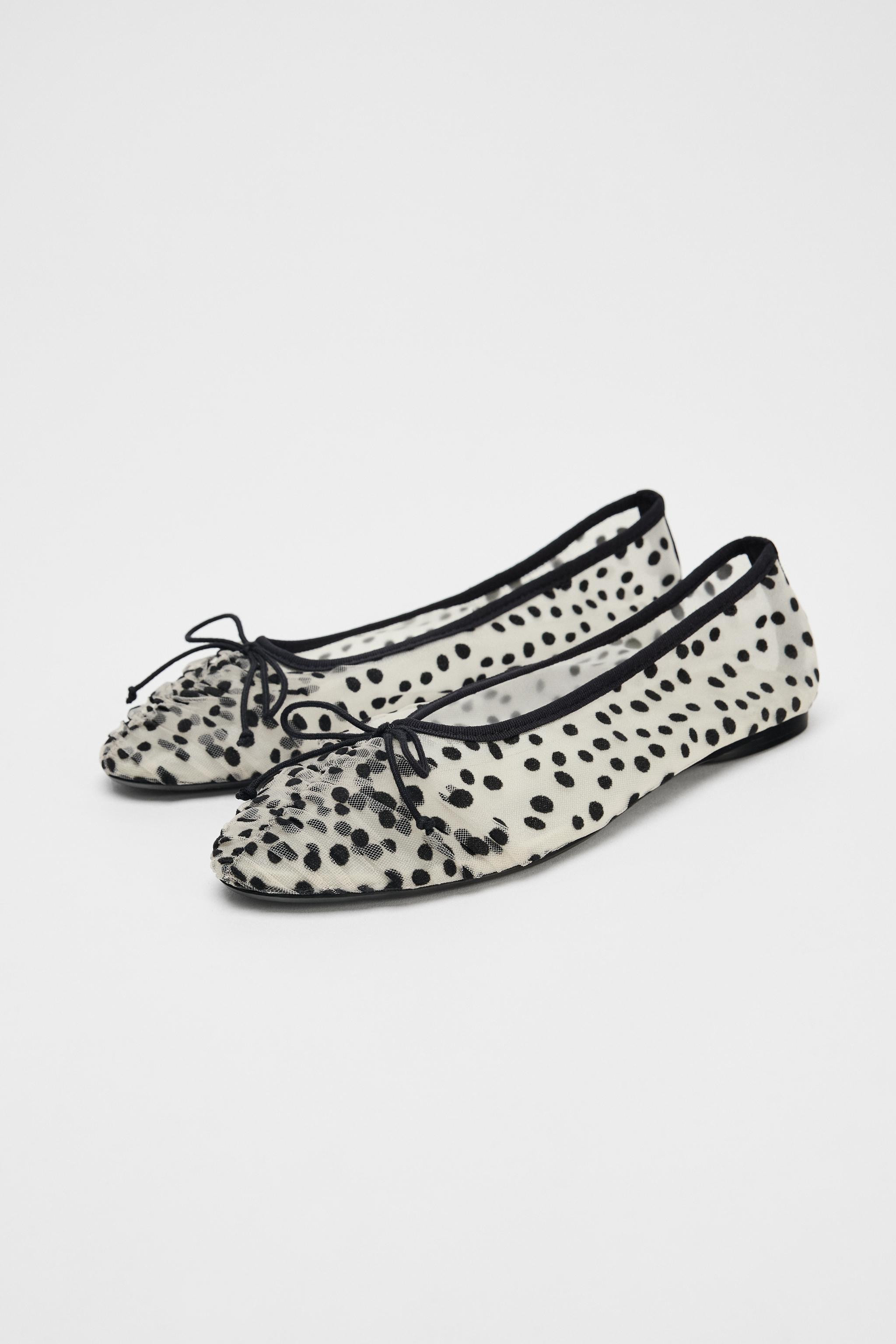 MESH BALLET FLATS WITH BOW | Zara US