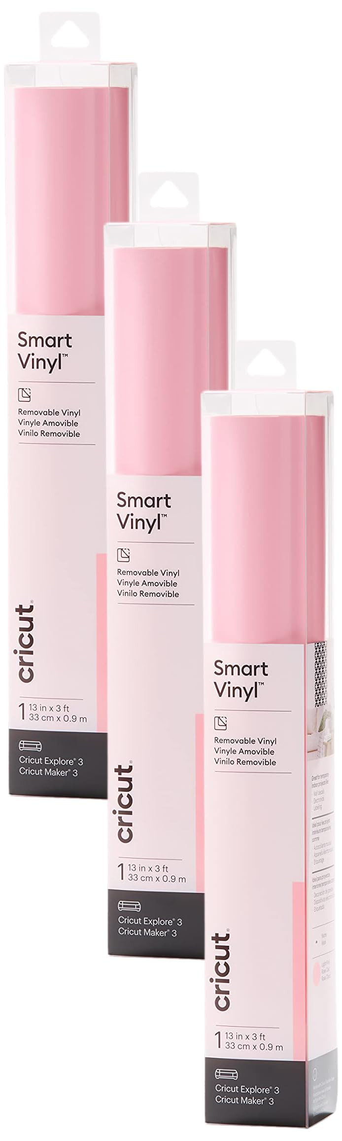 Cricut Smart Removable Vinyl, Light Pink - 3-Pack of 3ft Rolls (13"x36") for Explore and Maker 3 ... | Amazon (US)