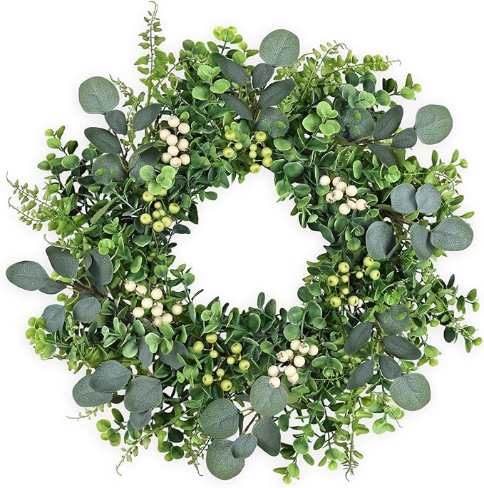 26 inch Eucalyptus Wreath Spring Summer Wreaths for Front Door, Artificial Large All Seasons Wrea... | Amazon (US)
