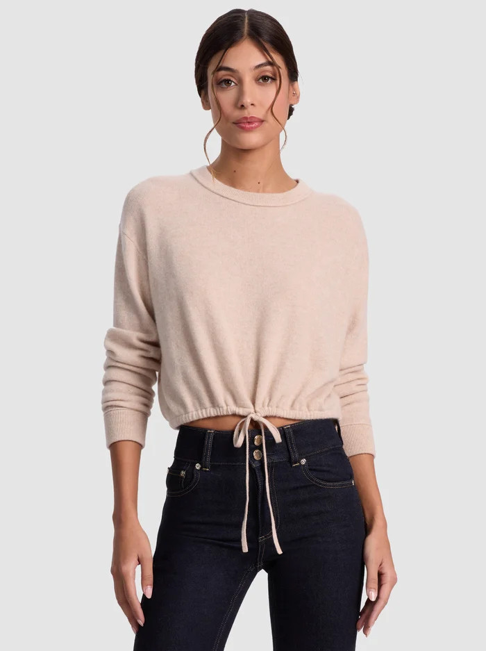 BERNETTA CROPPED DRAWSTRING PULLOVER | Alice + Olivia